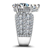 Stunning 13CT Pear Cut Lab-created Diamond Sterling Silver Ring in Widen Band Style - jolics