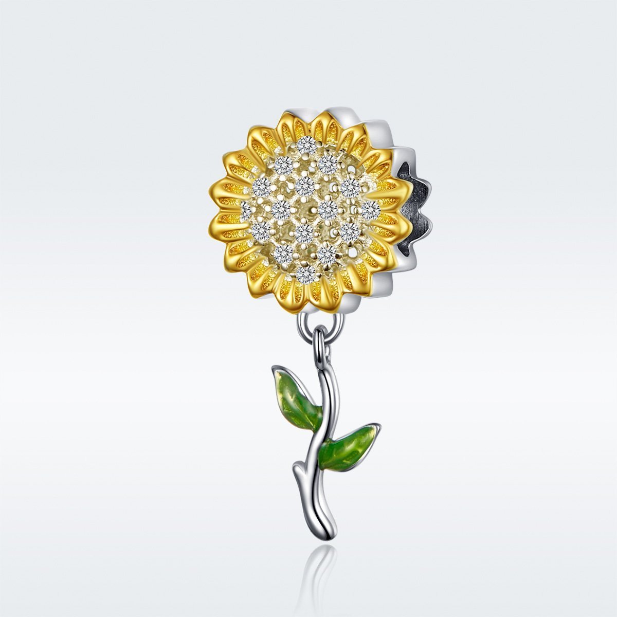 Sunflower 925 Sterling Silver Dangle Charm - jolics