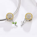 Sunflower 925 Sterling Silver Dangle Charm - jolics