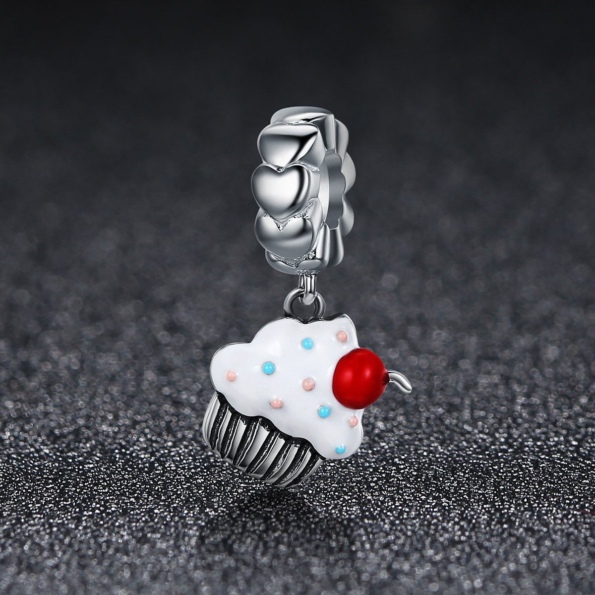 Sweet Cupcake 925 Sterling Silver Dangle Charm - jolics