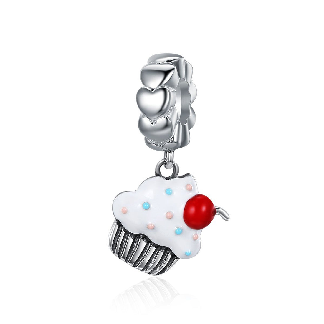 Sweet Cupcake 925 Sterling Silver Dangle Charm - jolics