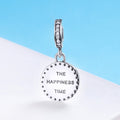 The Happiness Time-Clock 925 Sterling Silver Dangle Charm - jolics