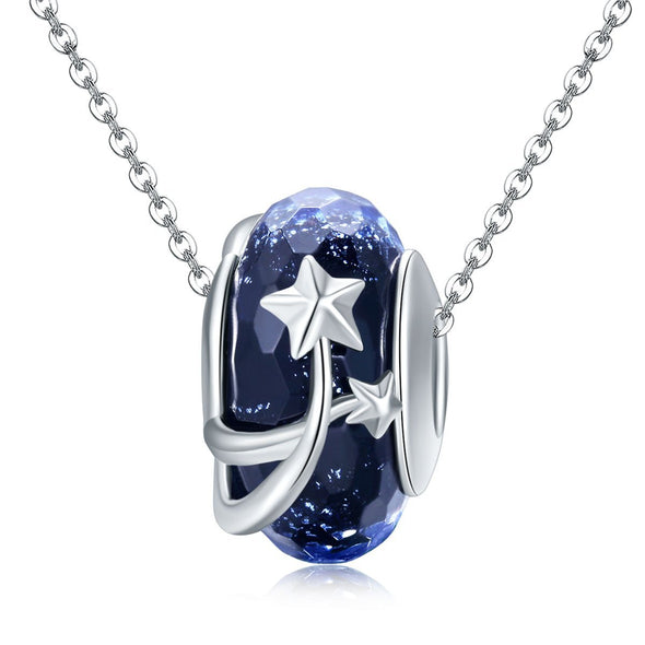 The Starry Night 925 Sterling Silver Glass Bead Charm - jolics