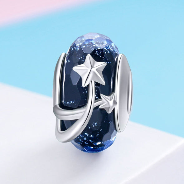 The Starry Night 925 Sterling Silver Glass Bead Charm - jolics