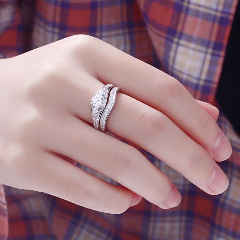 Three Stone Created White Sapphire 925 Sterling Silver Wedding Ring Se –  jolics