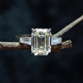 Three Stone Emerald Cut Sterling Silver Ring - jolics