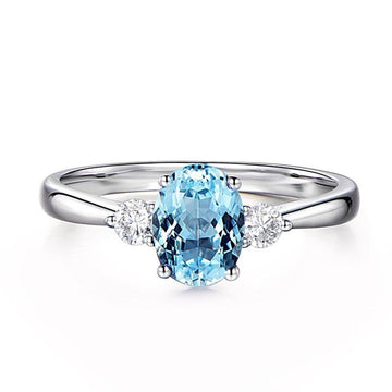 Topaz Oval Cut Three Stone Ring - jolics