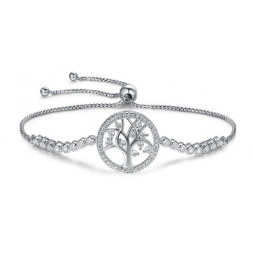 Tree of Life 925 Sterling Silver Adjustable Tennis Bracelet - jolics