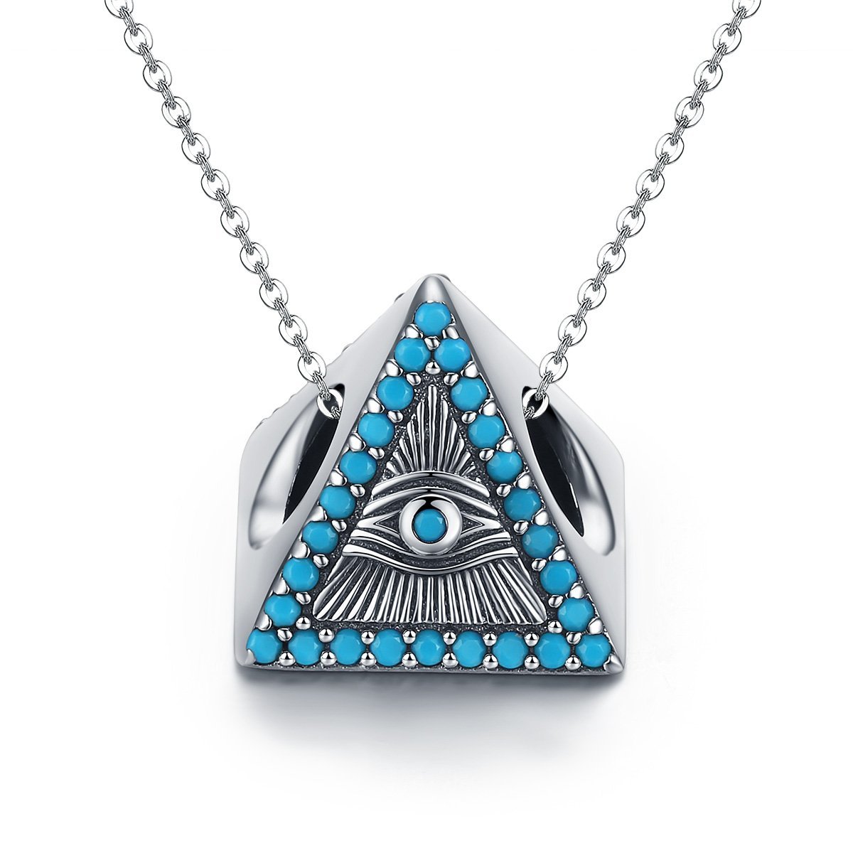 Triangle Blue Eyes Sterling Silver Bead Charm - jolics