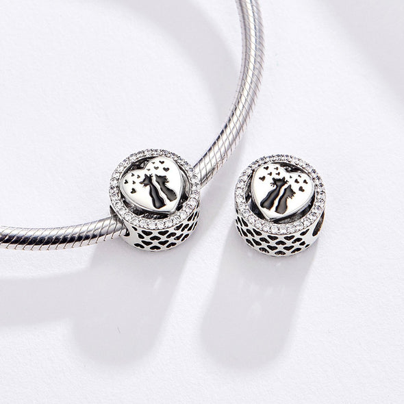 Two Cats 925 Sterling Silver Bead Charm - jolics