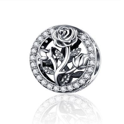 Vivid Rose 925 Sterling Silver Bead Charm - jolics