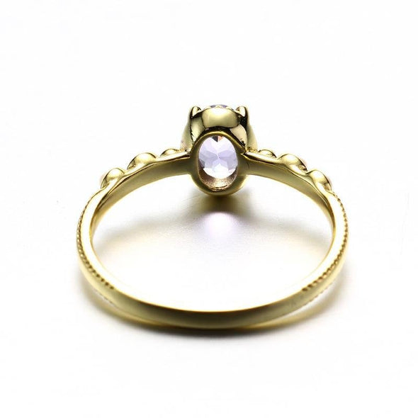 Yellow Gold Zoisite Stone Ring With Pearl - jolics