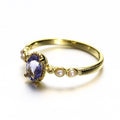 Yellow Gold Zoisite Stone Ring With Pearl - jolics